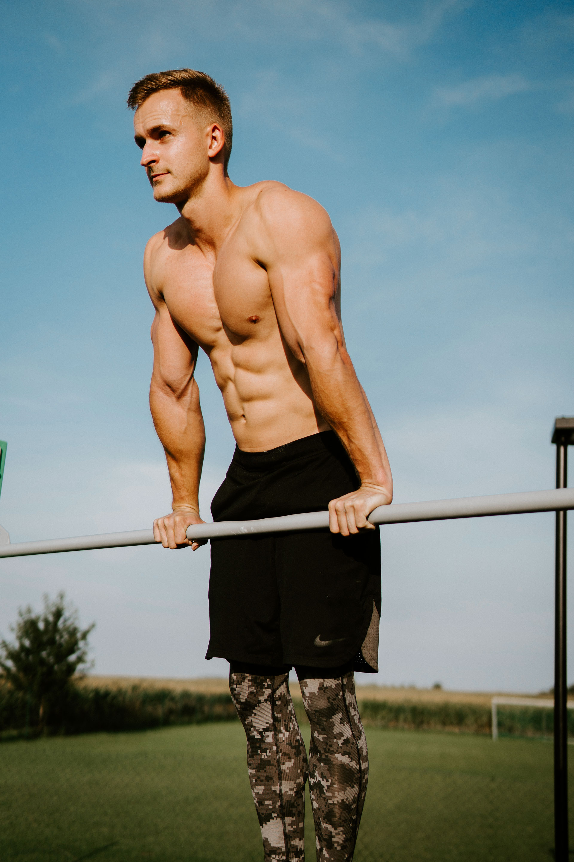 Man wearing a comfortable and casual cotton t-shirt.